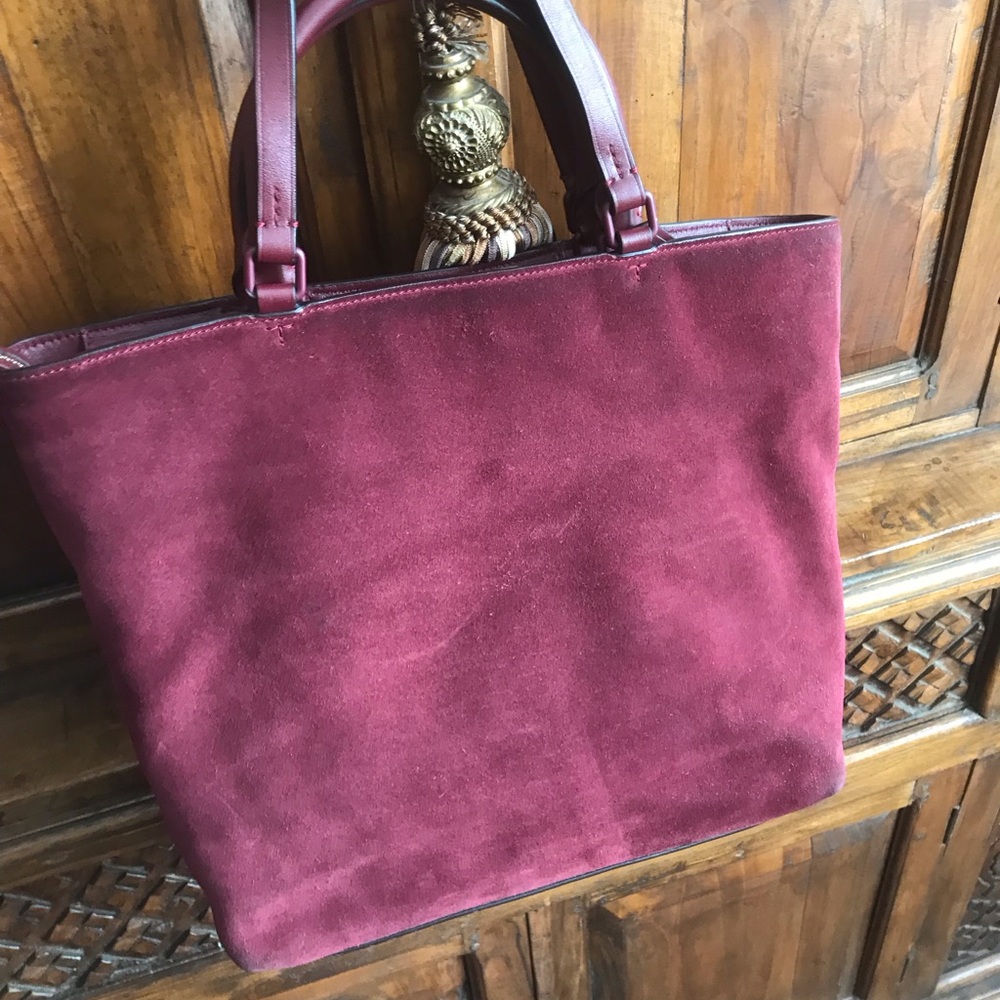 Tory Burch Wine Suede Tote - Picture 4 of 11